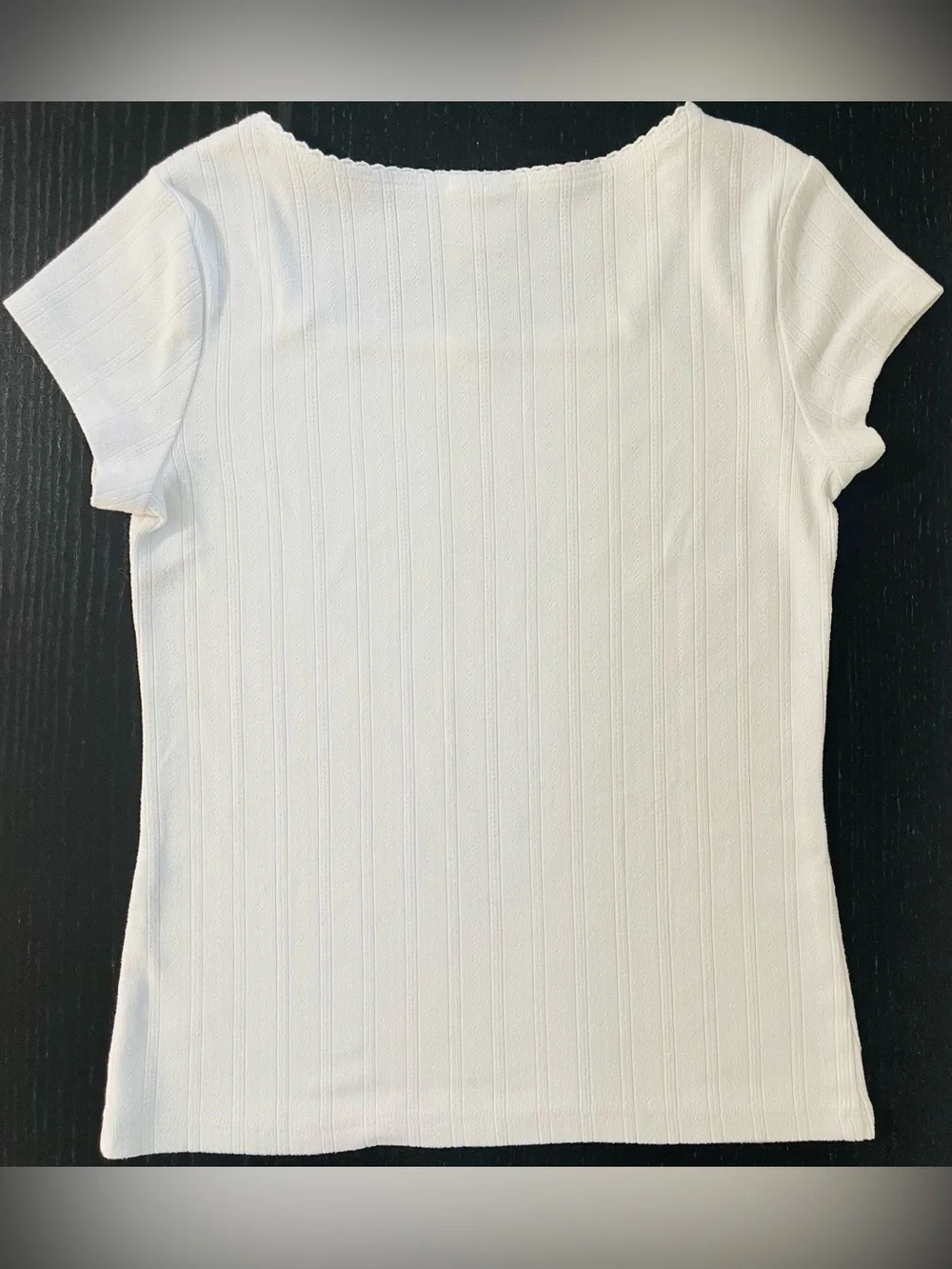 abercrombie kids White Ribbed Short Sleeve Scoop Neck Tee